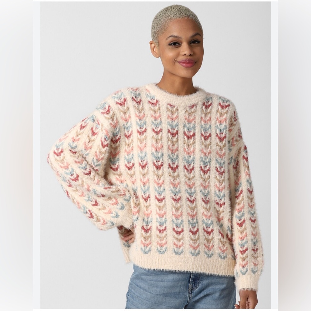Forever21 over sized knitted sweater, multicolor size large .